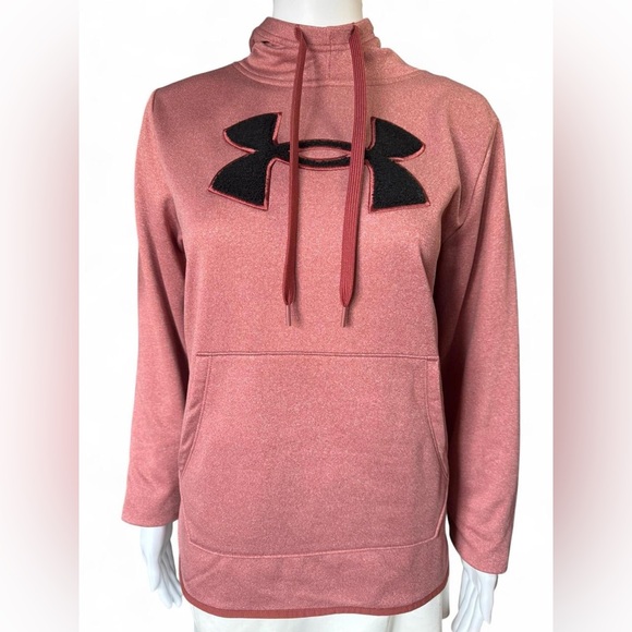 Under Armour Tops - Under Armour Women's Rose Pink Pullover Hoodie with Black Logo